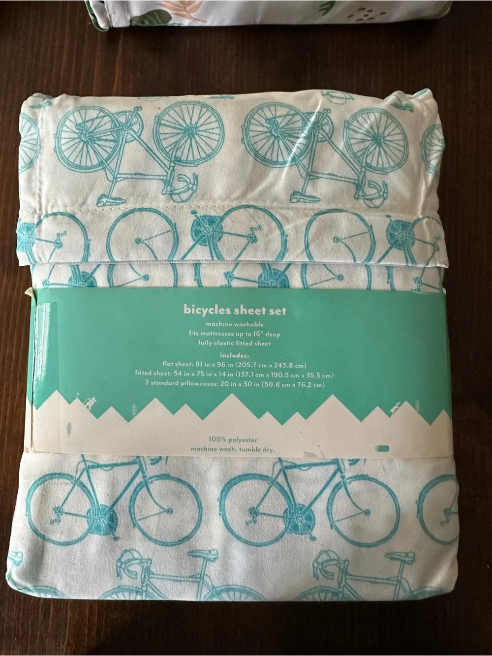 NWT Pillowfort Aqua Bicycle Print Full Sheet Set